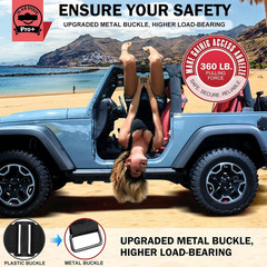 2 X Roll Bar Grab Handles with Light – Paracord Grip Handle with Light Bar for J