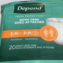 Depend Fresh Protection With Tabs, Incontinence Briefs, Unisex – Sm/Med- 20ct