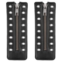 2 Pcs Boot Zipper Inserts, PU Leather Lace-In Zippers | 8 Metal Eyelet Copper