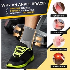 Adjustable Ankle Support Brace Gray, Size M, 1 Unit