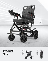 Ultra Lightweight 38Lb Easy Foldable Electric Power Wheelchair for Seniors Adult