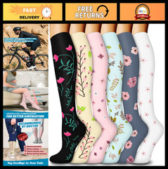 6 Pairs Compression Knee High Socks 15-20mmHg for Men & Women – Support for Nurs