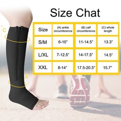 Zip Up Compression Socks High Leg Support Knee Slimming Stocking Open Toe Unisex