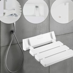 Wall Mounted Folding Shower Seat 12.6in Metal Bench 130kg Stainless Steel Seat