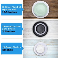Imncya Plate Separators 60-Piece Felt Dividers 3 Sizes for China Protection