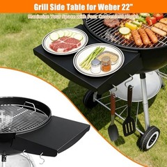 Side Table Shelf for Weber 22″ Kettle Grills, Black Steel | Master Touch