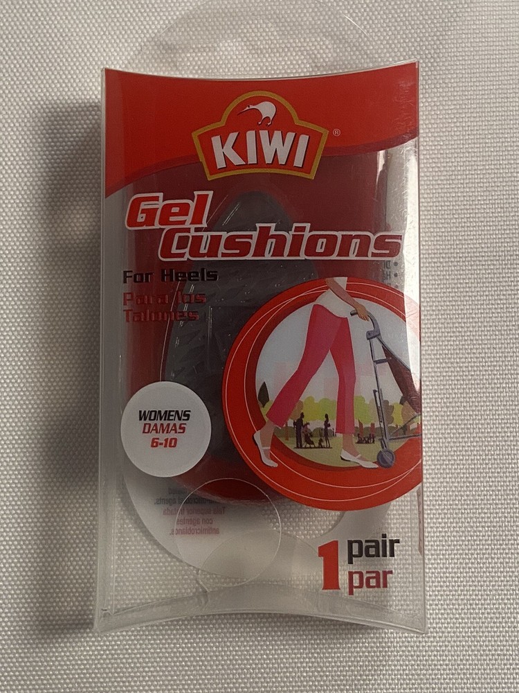KIWI Gel Heel Cushions Women’s Size 6-10 Impact Absorbing Anti-Microbial 1 Pair