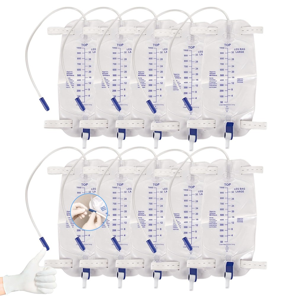 Leg Bag 1000mL/33.8oz – Urinary Catheter for Men, Women，Foley Catheter Leg Ba…