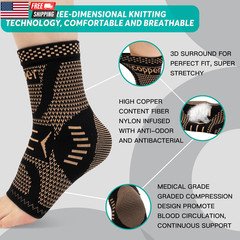 Ankle Brace for Women & Men, Ankle Compression Sleeve Support Copper Infused Ank