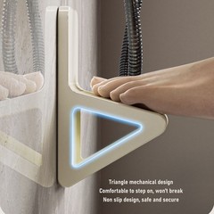 2 Pcs Shower Foot Rest No-Drill Wall Mounted For Shaving Legs (Cream Yellow)
