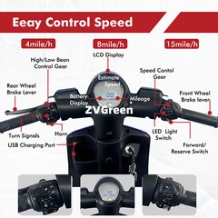 4 Weels Heavy Duty Mobility Scooters 500lbs Capacity 800W 60V20A w/Remote Key
