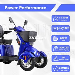 800W 4 Wheels All-Terrain Heavy Duty Senior Mobility Scooter 500lbs 31Miles