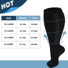 Wide Calf Plus Size Compression Socks Women Men 15-20mmHg