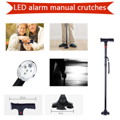 Retractable LED Walking Stick With Alarm Non-Slip Adjustable Safety Walking Cane