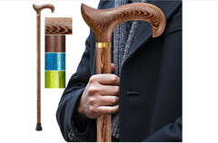 Walking Cane, Available in Multiple Inches Wooden Cane Support up to 500 Lbs, Su