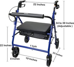 McKesson Rollator Walker with Seat and 4 Wheels, Steel Durable
