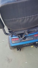 Blue 4-Wheeled Mobility Scooter with Storage Compartment and Front Basket