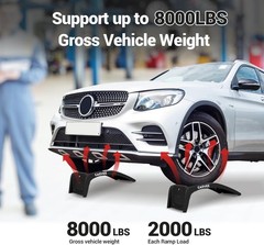 8 in Lift Solid Steel Car Ramp 8000 LBS Capacity, 2000 LBS per Ramps, Heavy Duty