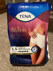Tena Stylish Blanc, Women’s, Size Large, 16 count, Super Plus Heavy Underwear