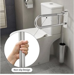 Toilet Grab Bar 22.4 Inch, Brushed Nickel Anti-Slip Support Rail, U Shaped Flip