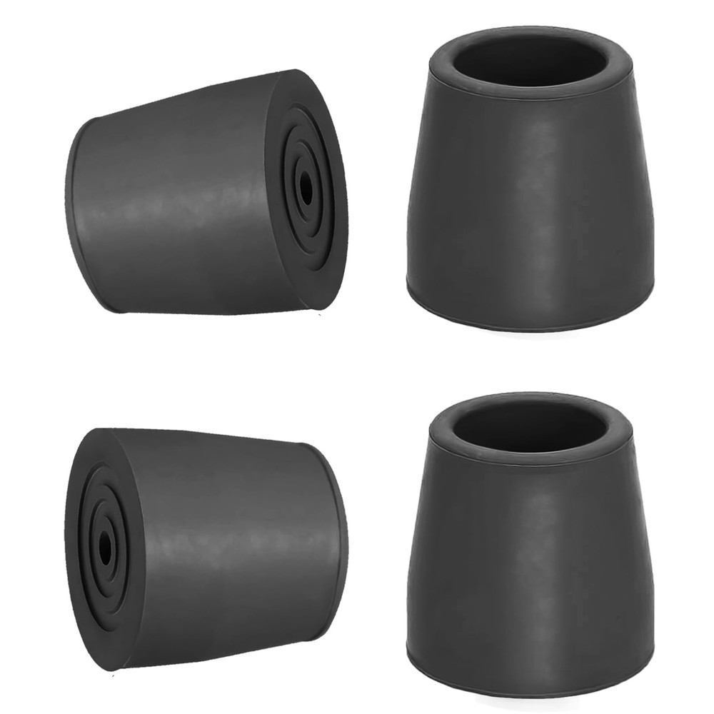 OBTANIM 4 Pack 1 Inch Replacement Rubber Cane Tips for 1 (4 Pack), Black