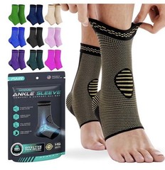 Pair of Modvel Copper Ankle Compression Sleeve Breathable Odor-Free Size Small
