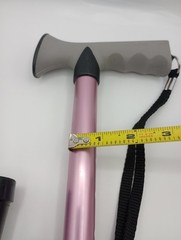 Pink Soft Grip Walking Cane Adjustable Height With Wrist Strap New