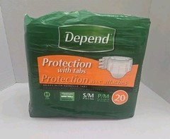 Depend Incontinence Protection With Tabs Maximum Absorbency S/M, 20 Count