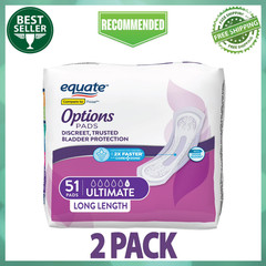 Equate Options Women’s Incontinence Pads – Long , Ultimate Absorbency, 102 count