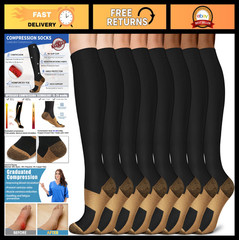 Compression Socks for Men & Women 8 Pack 15-20mmHg Knee High Support Athletic