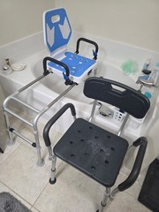 Adjustable Shower Bath Chair with 2 Handrails, Non-Slip, Portable, Blue Black