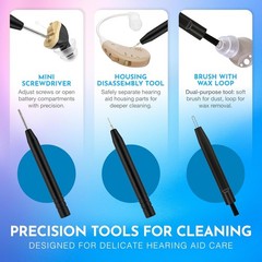 Hearing Aid Cleaning Kit 20pc Set Tools Case Brush Loop Wiper Bag *(79