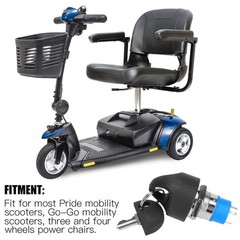 Pride Mobility Scooter Ignition Key Switch Lock Zinc Alloy Chrome 2 Keys M19 L22