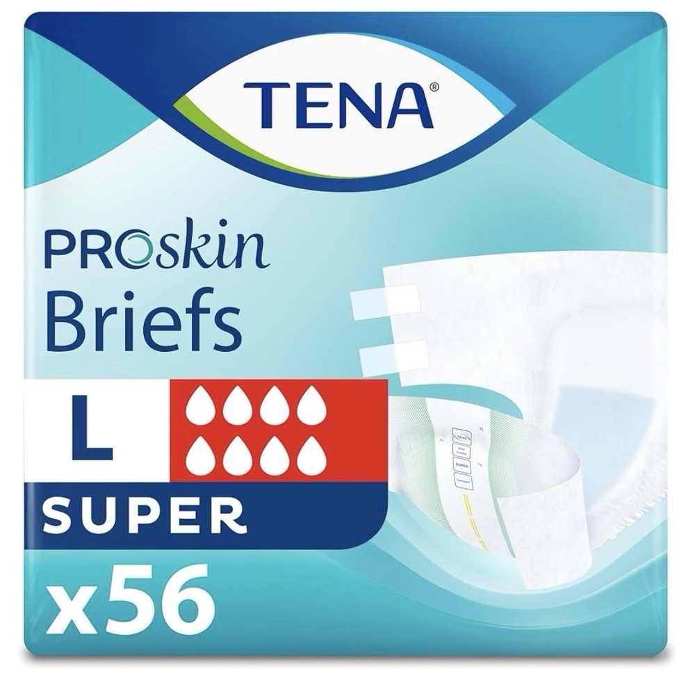 56 Count Tena Pro Skin Super Large Incontinence Underwear Unisex Briefs W/Tabs