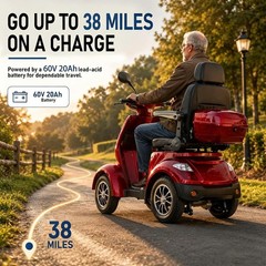 Mobility Scooter for Seniors 600 lbs Heavy Duty 4 Wheel Electric Travel 38miles