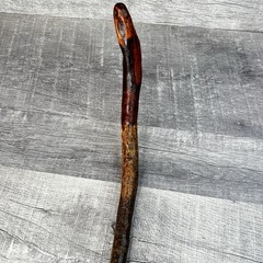 Natural Hardwood Walking Stick Cane Rustic Handcrafted Hiking Staff 33 Inch Bark