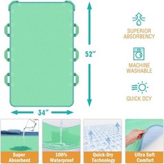 34×52 Inch Waterproof Reusable Bed Pad with Handles for Patient Lifting Transfer