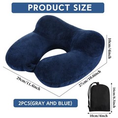 Sintuff 2 Pack Inflatable Travel Pillow for Light Gray and Dark Blue