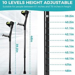 Forearm Crutches for Adults Adjustable, Portable Foldable with Arm Strap (2 Pcs)