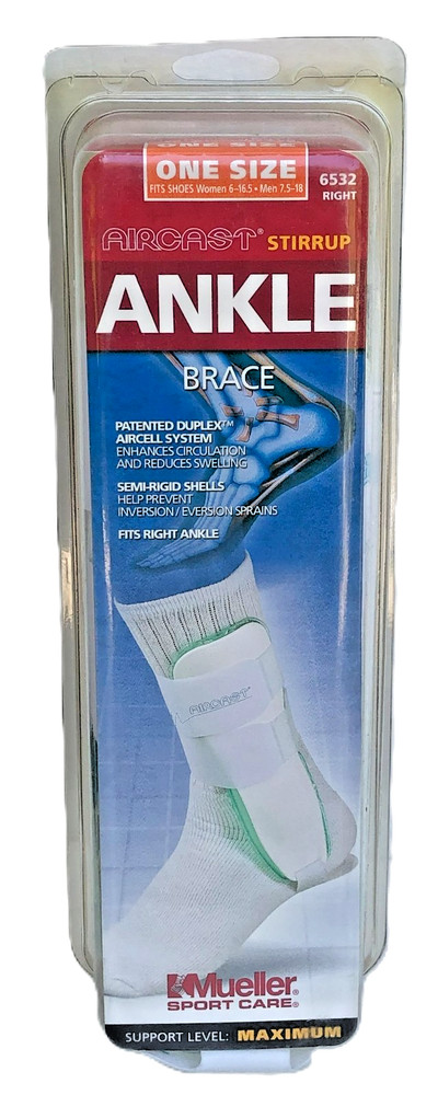Mueller Sport Care Aircast Stirrup Ankle Brace White #6532 Fits RIGHT ANKLE