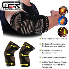 Copper Tennis Elbow Brace Support Compression Sleeve Arthritis Arm Joint Pain