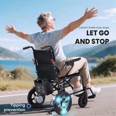 Lightweight Foldable Electric Wheelchair for Adults, 500W Power Motor, 12AH