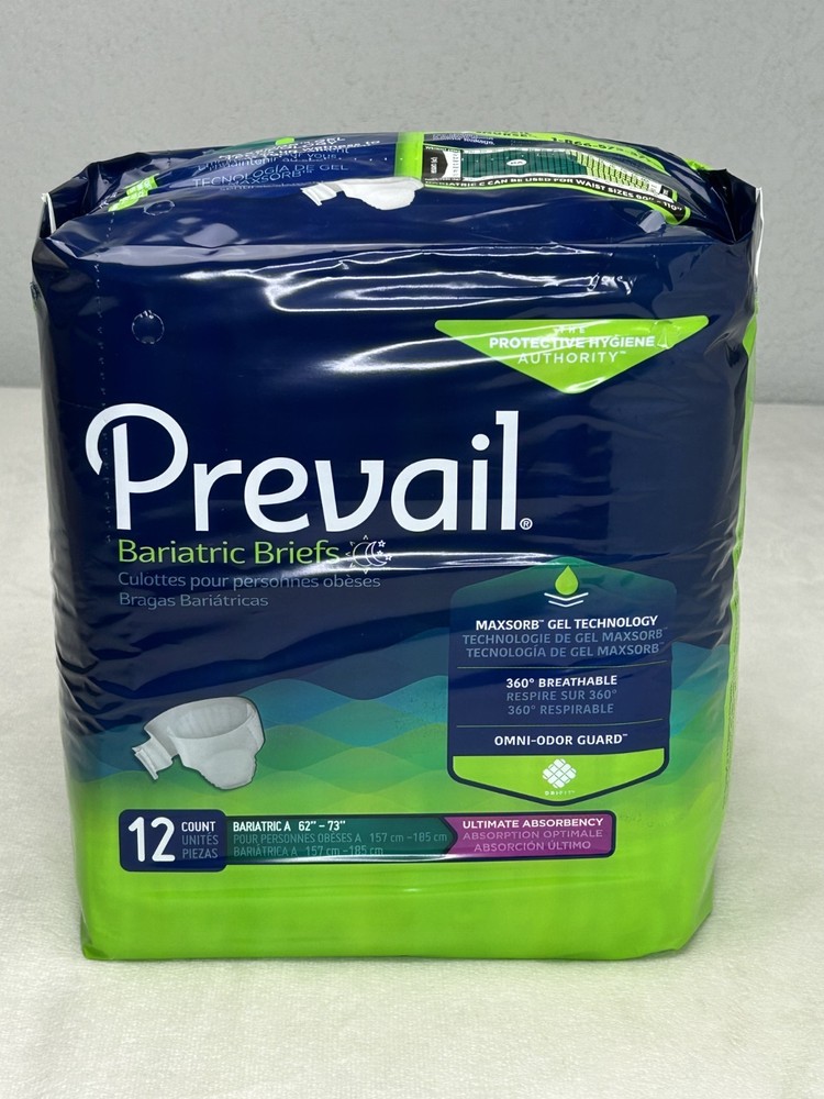 Prevail Bariatric Briefs Size A 62-73“ – Bag of 12 – 4 Pack