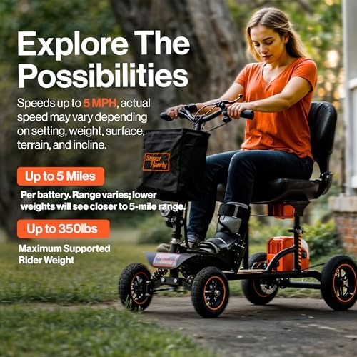 SuperHandy Explorer Mobility Scooter 4-Wheel 500W Brushless Motor 48V Battery
