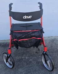 Drive F-22 Rollator Walker GV974RD Handle Breaks Seat Pouch 300lb Capacity (Red)