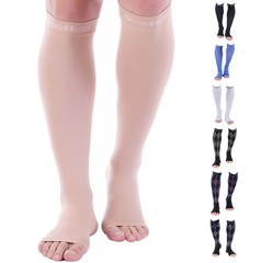 Doc Miller Open Toe Compression Socks 30-40 mmHg for Women & Medium, Beige