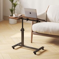 Adjustable Overbed Bedside Table with Wheels Hospital Bed Table Portable Comp…
