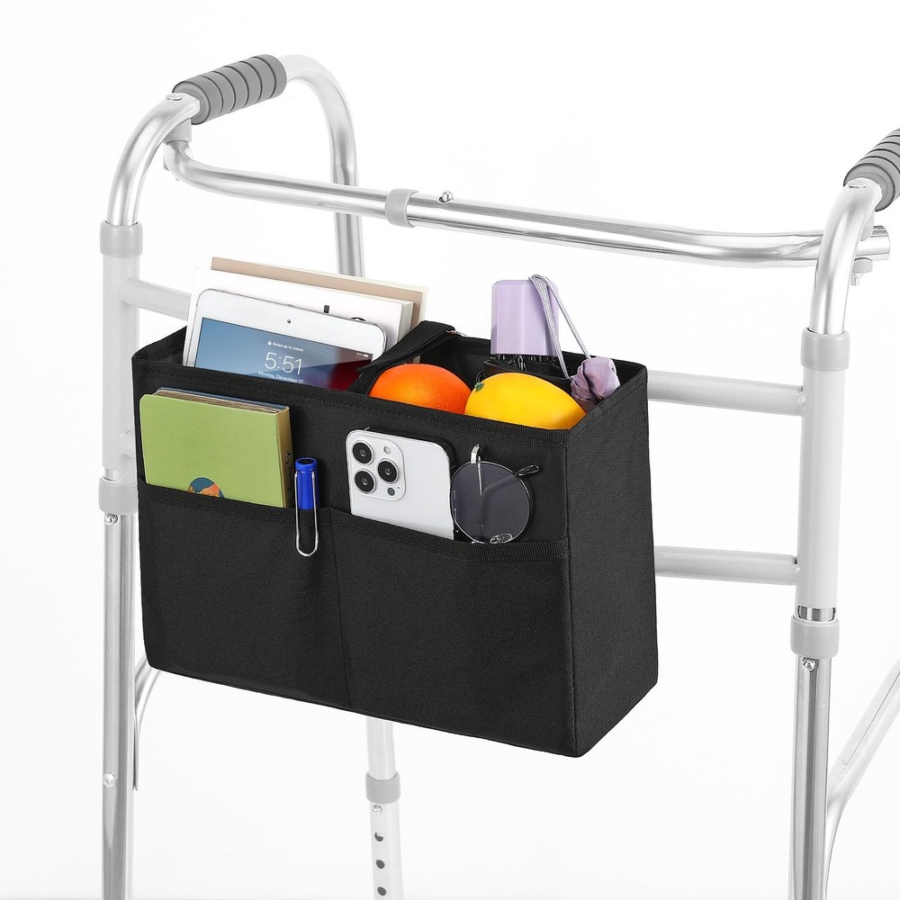 Walker Basket, Basket for Walkers with Multi Pockets, Hand-free Carry Pouch S…