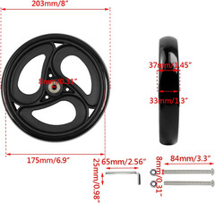 2 Pcs Solid 8 Inch Replacement Wheels for Wheelchairs, Walker, Drive Rollator Pa