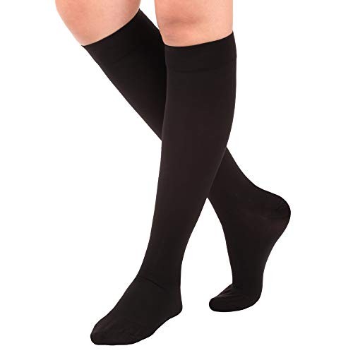 – Made in The USA – Opaque Knee-Hi Closed Toe 20-30mmHg – Medium Black